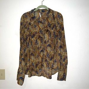 FREE PEOPLE Paisley Long Sleeved Button Down Size M